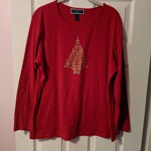 Karen Scott Womans Holiday Red Top size 1X